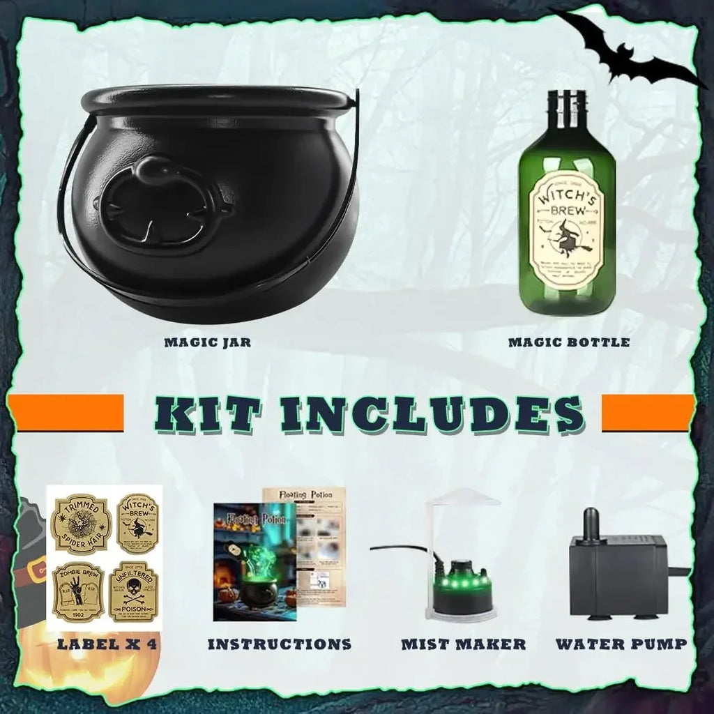 Enchanted Floating Cauldron – 10.2in Glowing Mist Cauldron