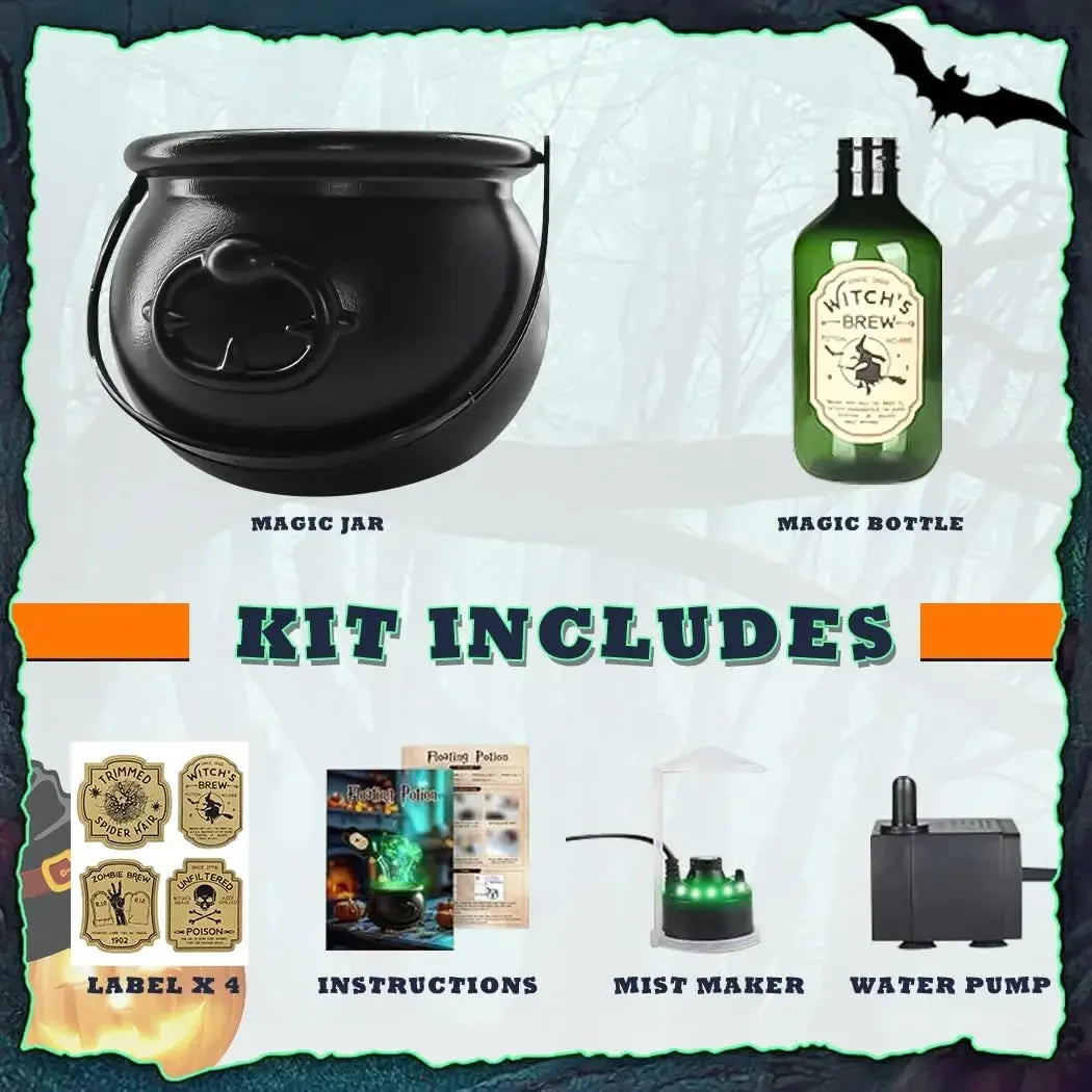 Enchanted Floating Cauldron – 10.2in Glowing Mist Cauldron
