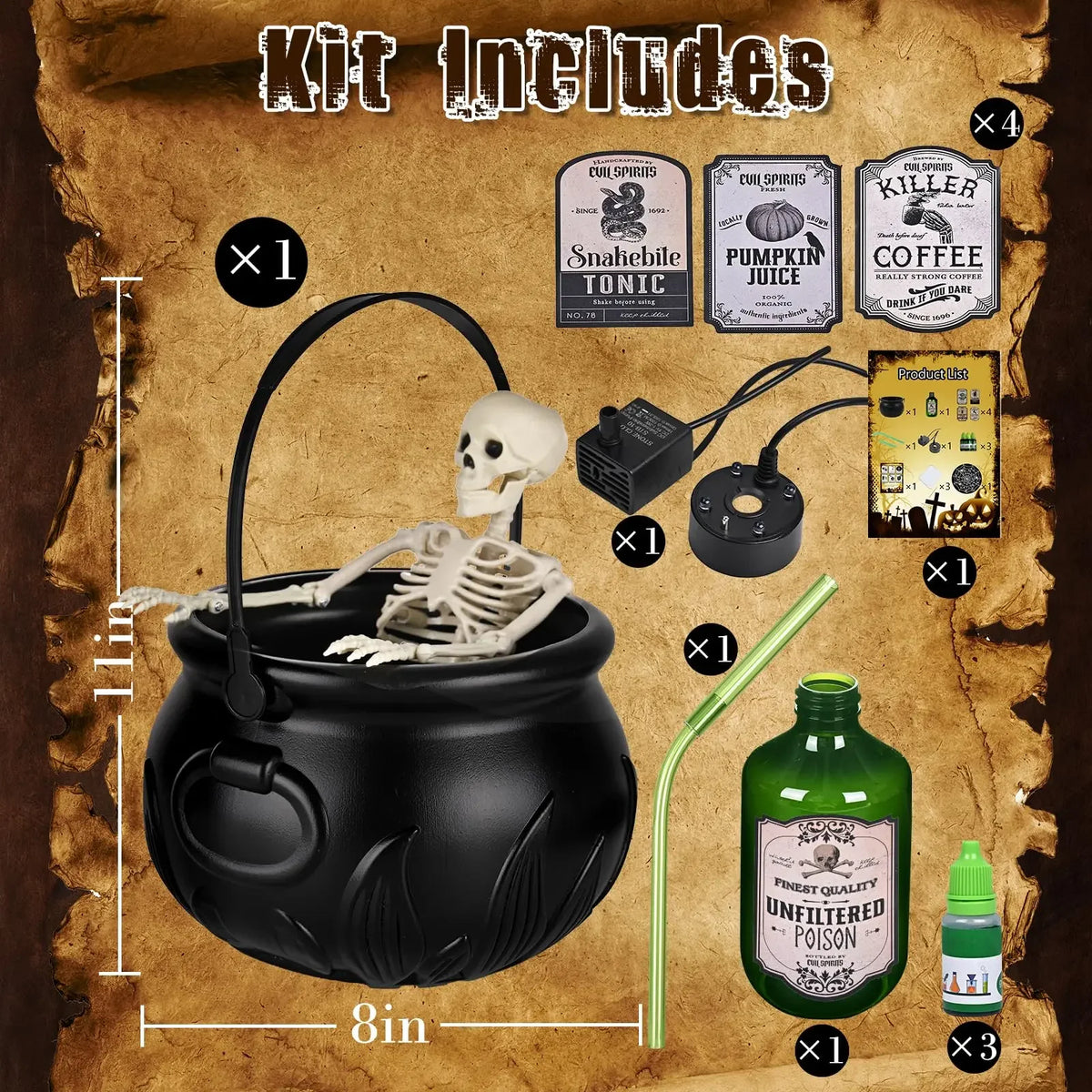 Enchanted Floating Cauldron – 10.2in Glowing Mist Cauldron
