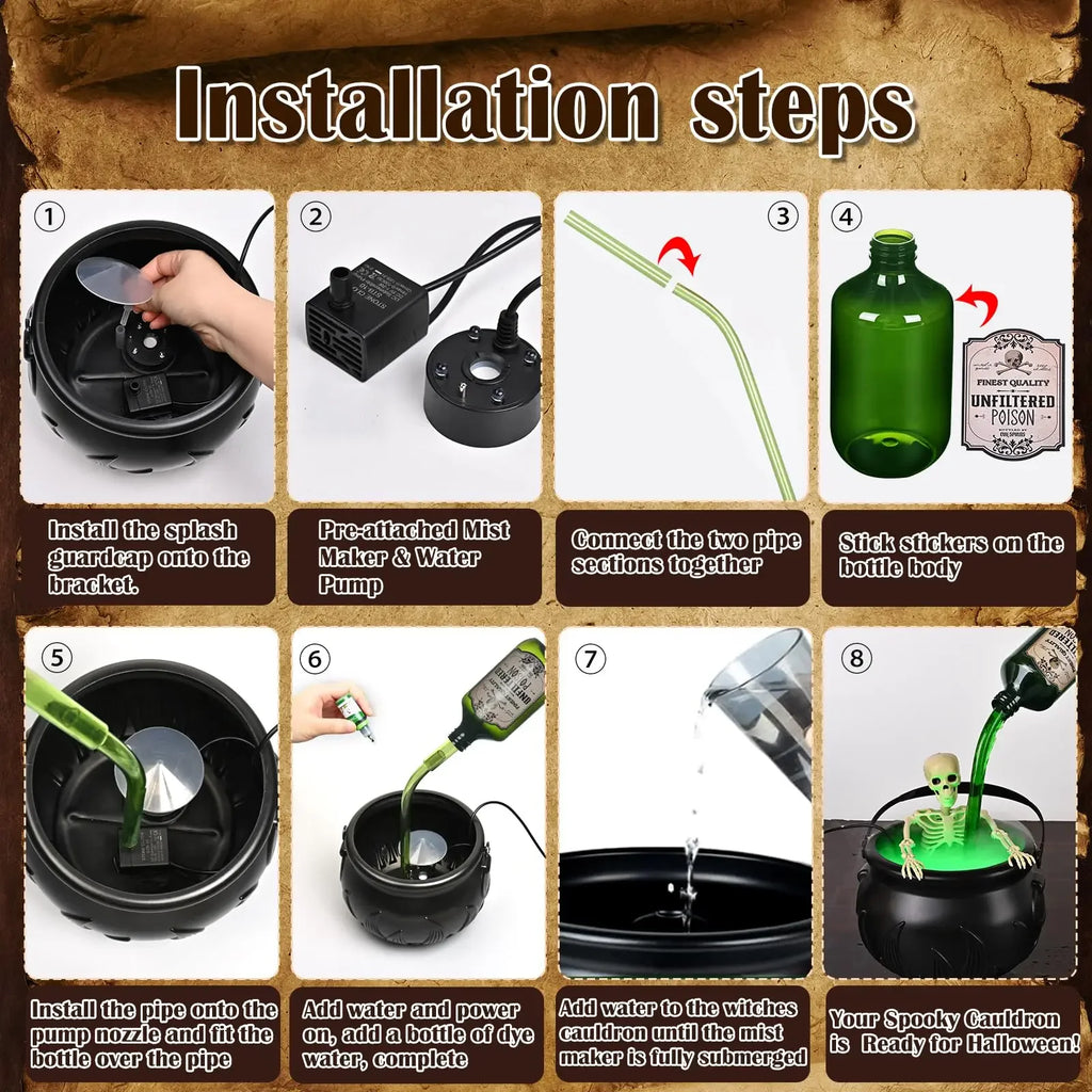 Enchanted Floating Cauldron – 10.2in Glowing Mist Cauldron